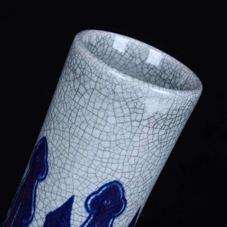 摆件手绘家居装饰发货厂家瓶工艺品仿古景德镇青花瓷天球陶瓷裂纹