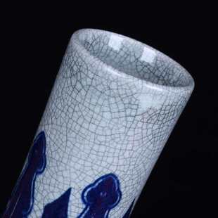 家居装饰青花瓷裂纹瓶陶瓷发货厂家景德镇仿古天球工艺品摆件手绘