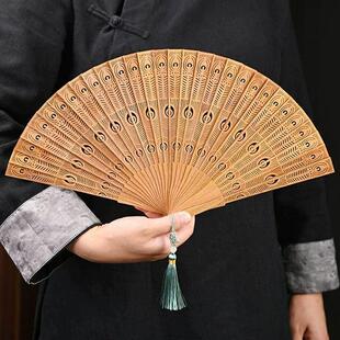 苏州扇子古风折叠檀香木扇中国风木扇檀香扇折扇镂空古典女扇随身