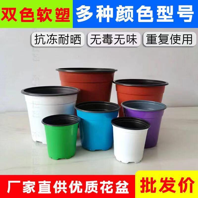 双色盆育苗盆加厚一次性简易花盆塑料大号多肉扦插盆加仑彩色花盆