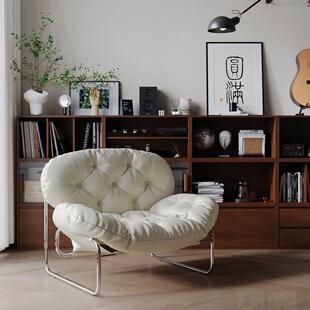 约翰意式单人沙发椅极简轻奢奶油风休闲椅客厅中古风格复古酋长椅