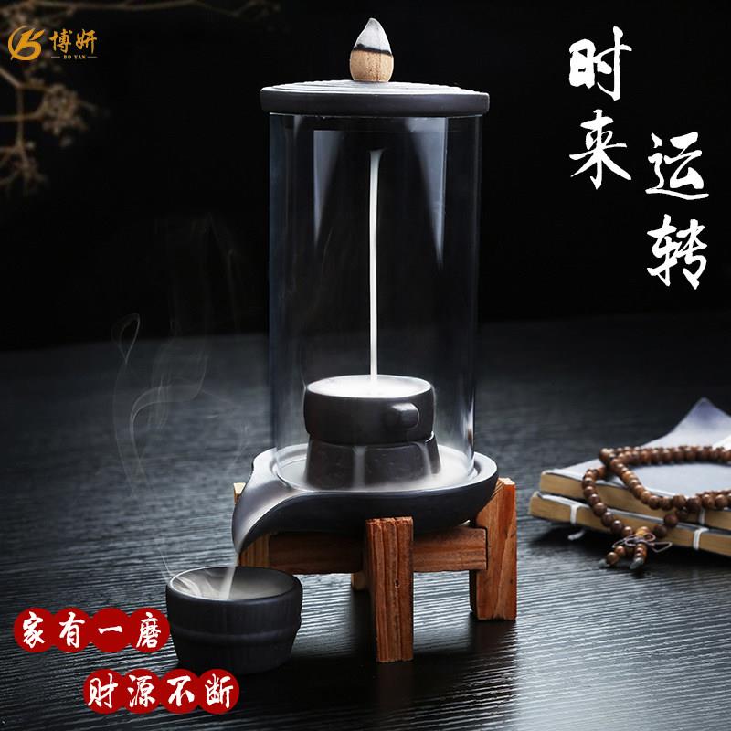 倒流香炉紫砂玻璃摆件大圣招财时来运转家用复古檀香沉香薰茶室内