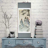 吕洞宾纯阳老祖钟离权正阳祖师刘海蟾财神画像挂画客厅卷轴装 饰画