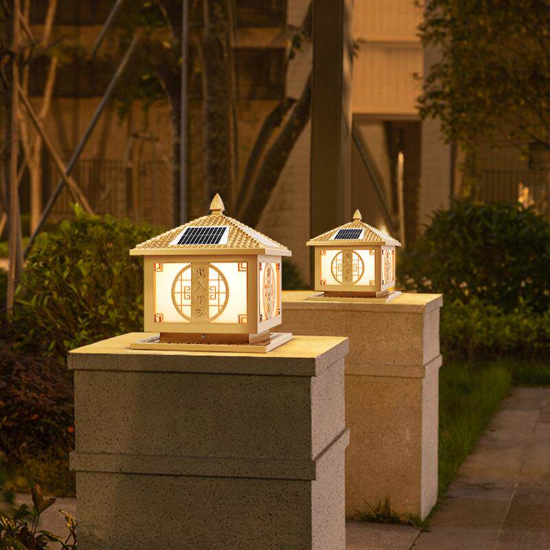 新款太阳能柱头灯户外庭院灯别墅花园门柱灯室外防水柱子围墙灯