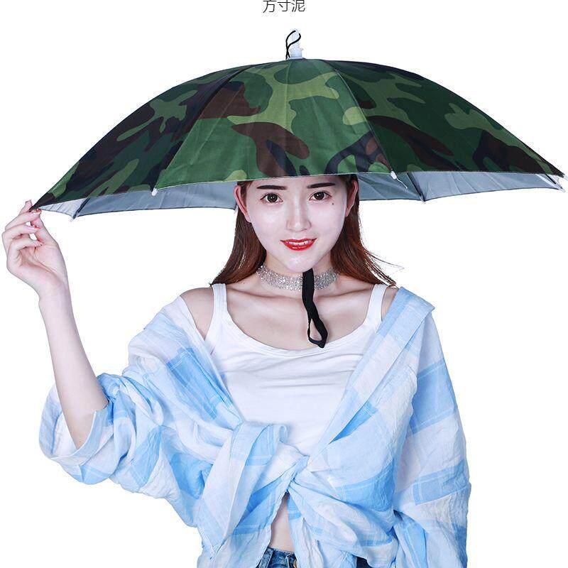 头戴式雨伞帽三折叠大号晴雨两用帽子伞钓鱼伞户外遮太阳伞采茶伞