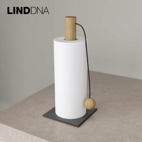 丹麦Lind Dna创意厨房纸巾架 立式桌面纸巾座 实木皮革面 卷纸架