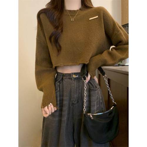 秋冬美拉德小个子针织打底衫女短款高腰毛衣卡腰内搭上1215z