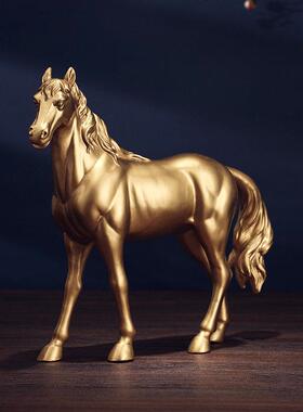 黄铜摆件《马到成功》铜工艺礼品摆饰 生肖铜马 客厅家居饰品 礼