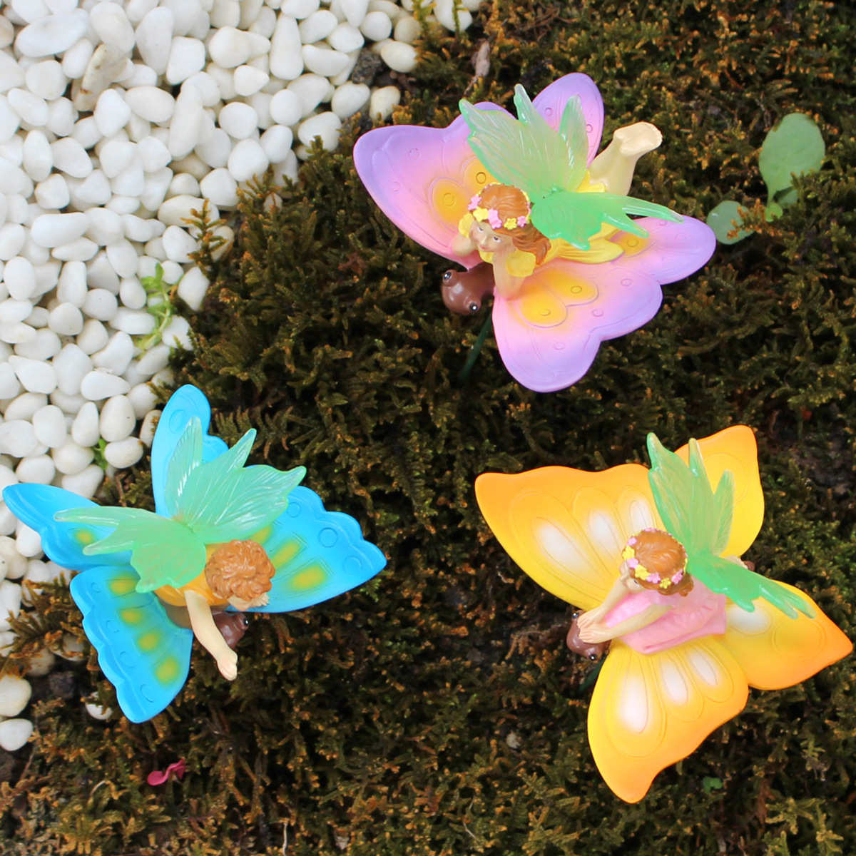 爆品花仙子骑蝴蝶树脂插件创意户外庭院微景观花盆插件装饰品