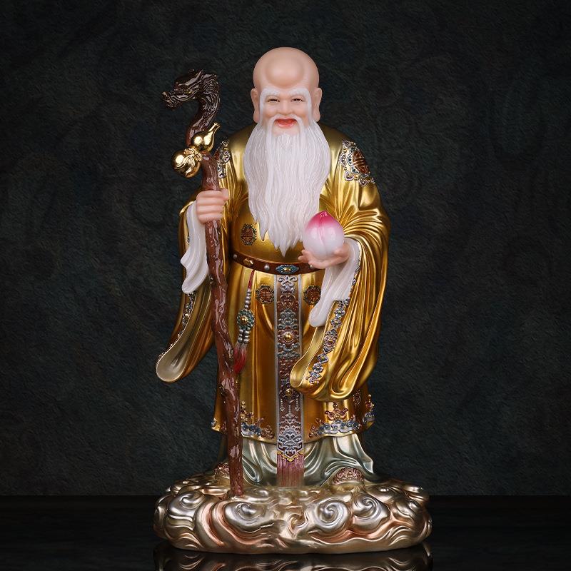 南极仙翁神像仿汉白玉家用供奉寿星老人南极长生大帝南极真君摆件