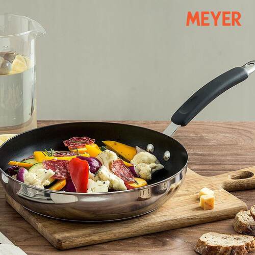 美亚厨具MEYER26公分不锈钢不粘锅平底锅煎锅燃气炉电磁炉通用