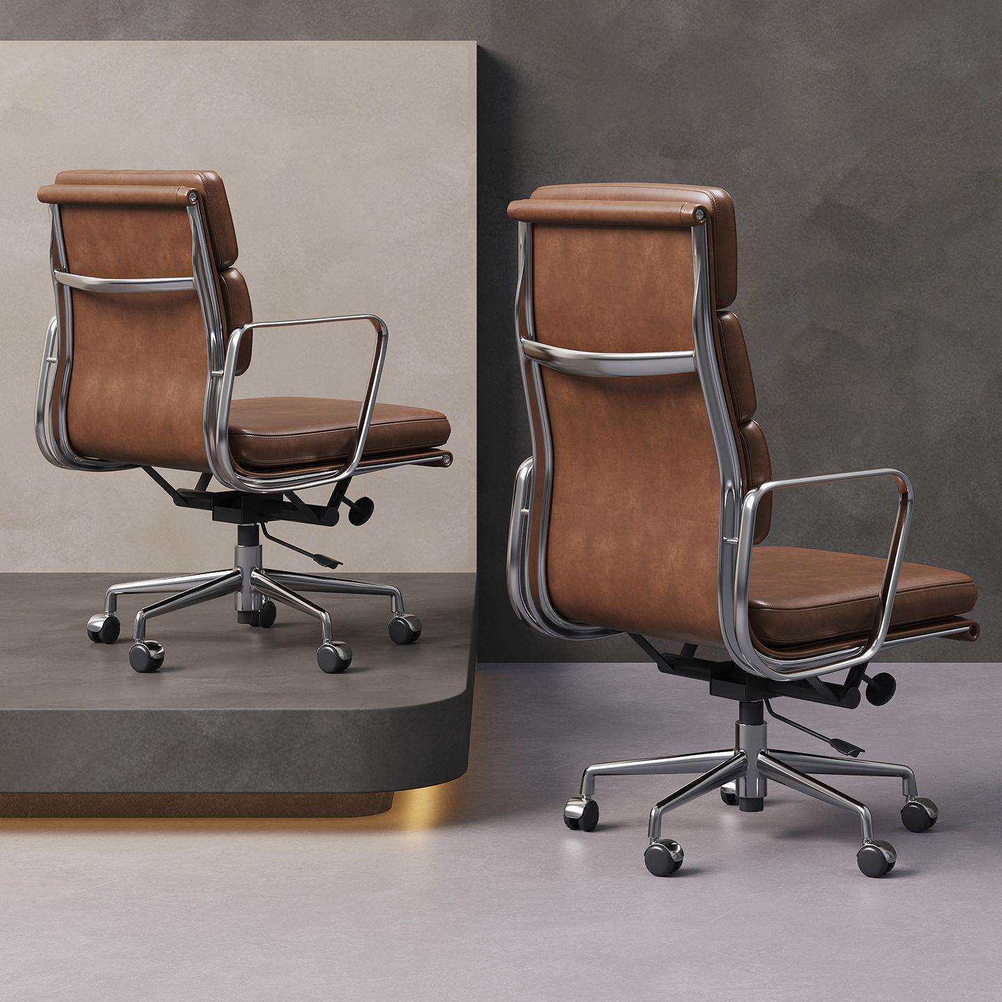 真皮人体工学椅办公大班椅46cm宽可躺可调铝合金脚旋控气压