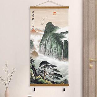 迎客松挂画装山水画厅饰画70310916过道玄关风景山客水入户正门对