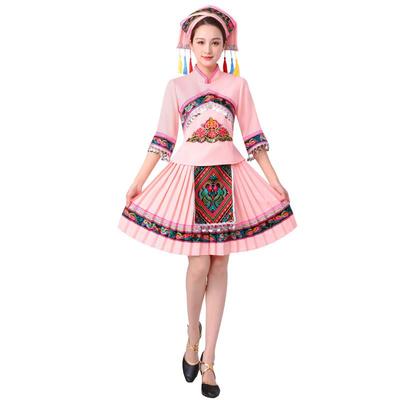 高档新款广西壮族月三民演出服成人女装苗族瑶族少数民族族三舞蹈
