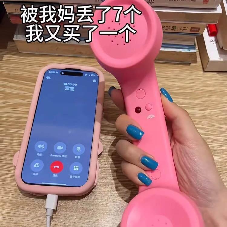 网红有线复古手机电话听筒耳机耳麦手机听筒电话外接多功能话筒