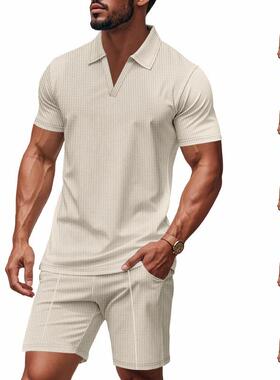 Men's V-neck short sleeved suit