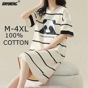 100% COTTON! M-4XL Plus Size Summer Women Nightgown Brand Ne