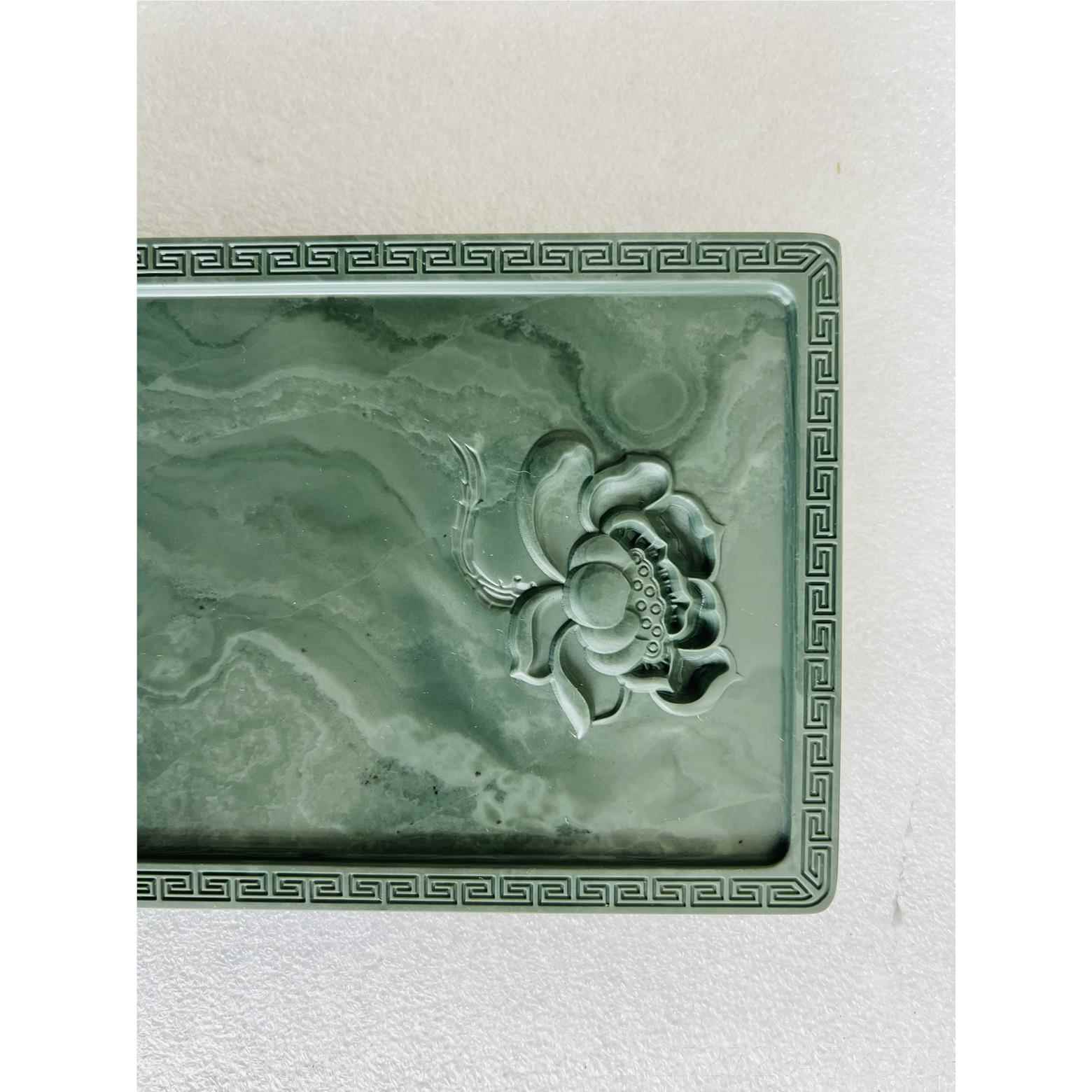 高档松花莲花砚老坑原6石雕刻 文房四宝石 书画实用砚台 英寸砚