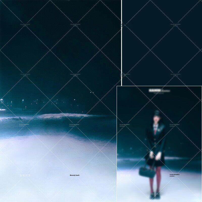 室内冬季圣诞学院风制服写真背景布影楼少女写真冬天雪景背景纸AI