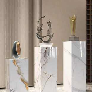 岩板摆台轻奢落地式 酒店办公岩板花架展示台座客厅落地摆件大理石