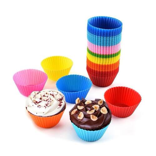 12pcs Silicone Cake Baking Molds Cupcake Molder Round Muffi1