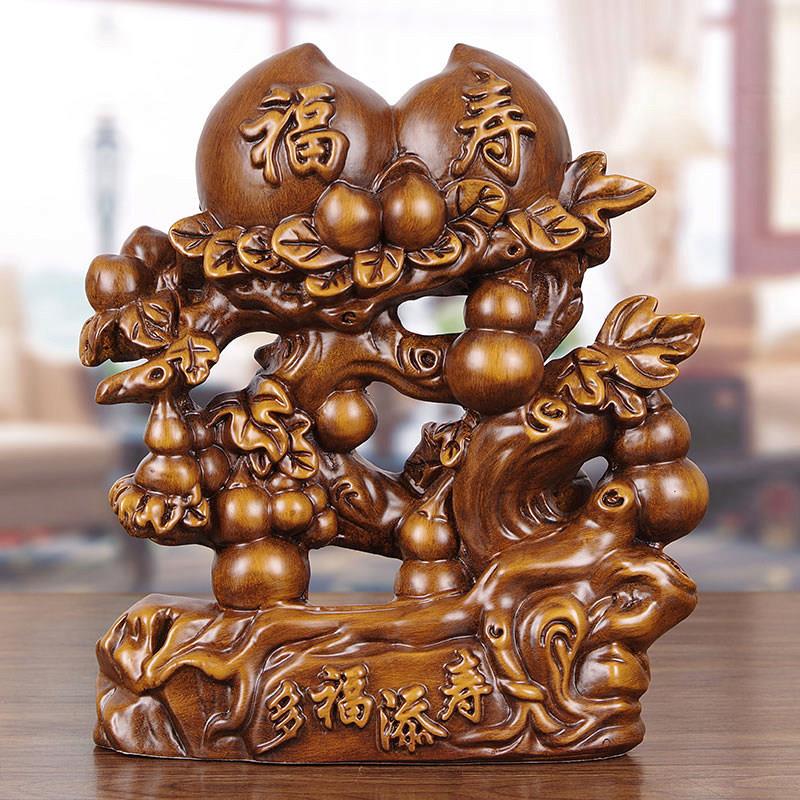 实木雕刻寿桃摆件老年人过大寿爷爷奶奶长辈实用祝寿贺寿生日礼物
