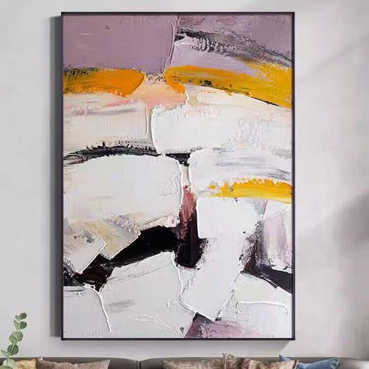 纯手绘高级灰色装饰画现代简约客厅玄关落地挂画肌理色块抽象油画