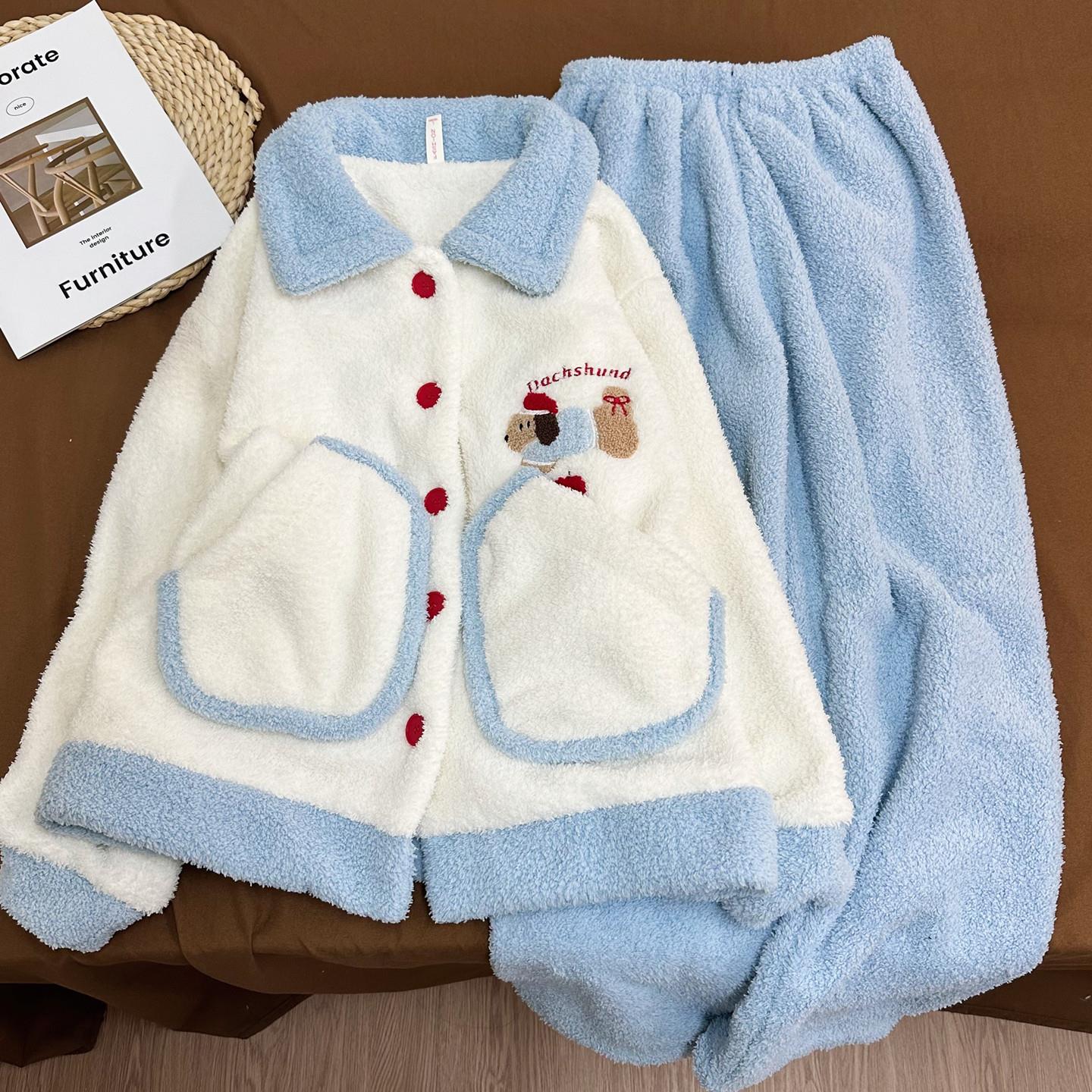 珊瑚绒睡衣女秋冬季加厚加绒2025新款情侣款男士半边绒家居服套装