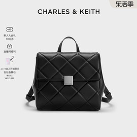 charles&keith春夏女包，ck2-60782296英伦风菱格双肩，包背包(包背包)女包