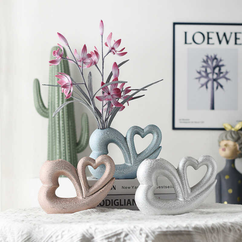 客厅容器包北桌面插花陶瓷心形邮欧风花插一件摆件花瓶电镀,家居饰品,花瓶,淘宝优惠券,粉丝福利购,淘宝优惠卷