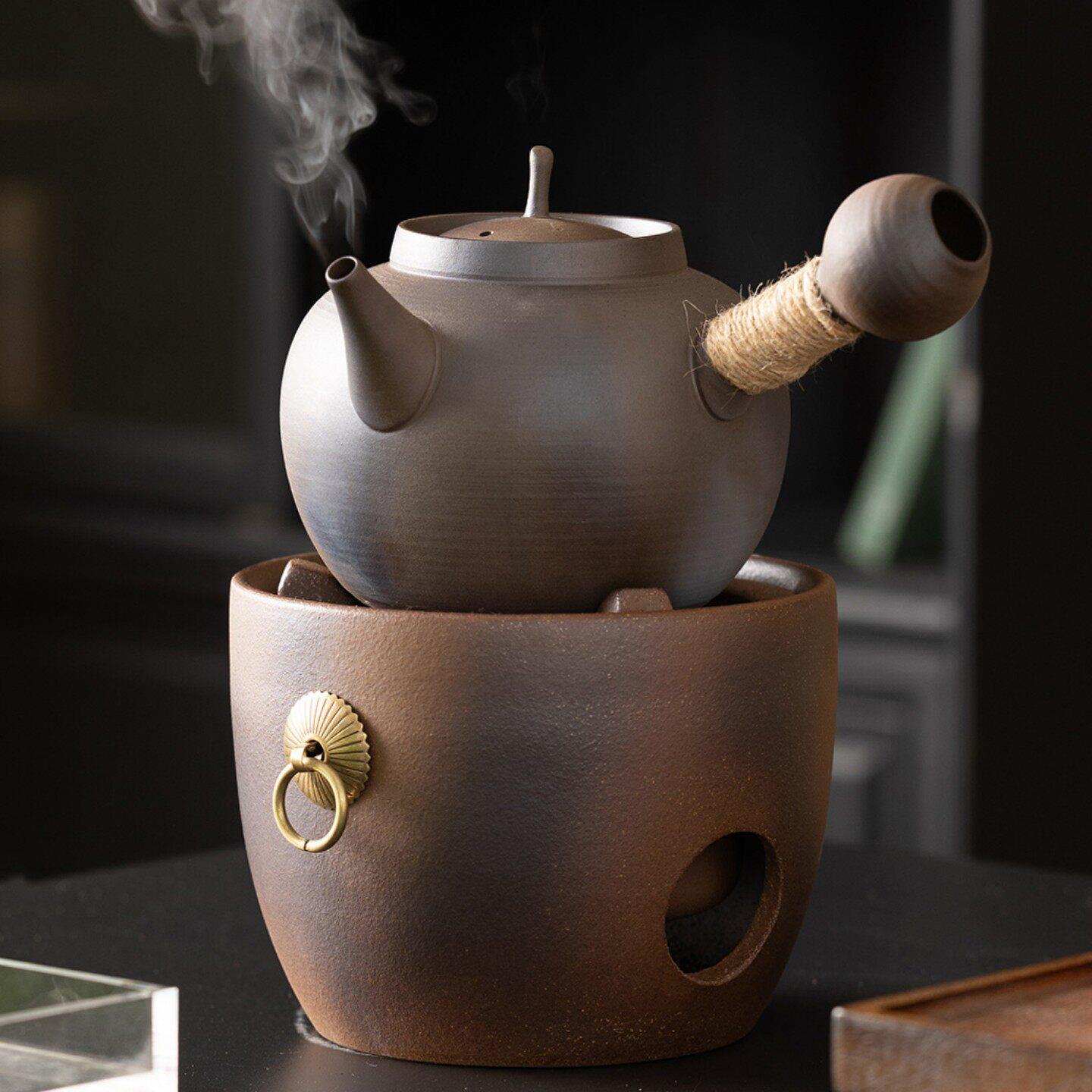 柴烧炭炉围炉煮茶炭火炉套装烤火炉泥炉家用老式煮茶器室内煮茶壶