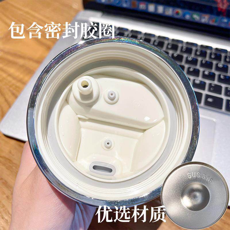 简饮约字母保动温杯初和学个性新款吸管杯子生运水杯撞色便携双饮