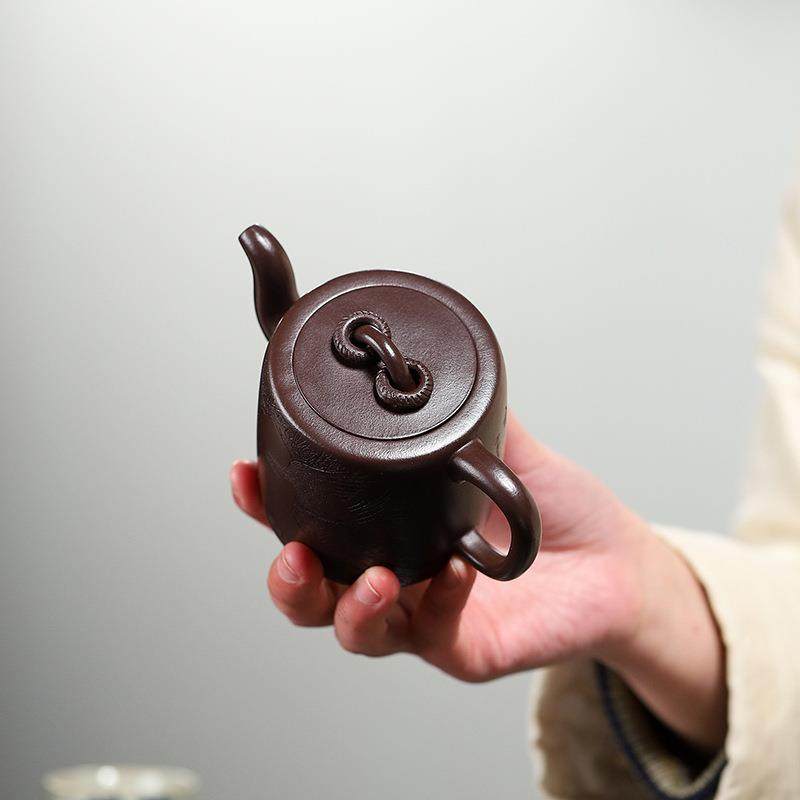 宜兴原矿陈腐一老紫紫泥砂壶全手工刻绘86858圈茶双壶件起批茶具