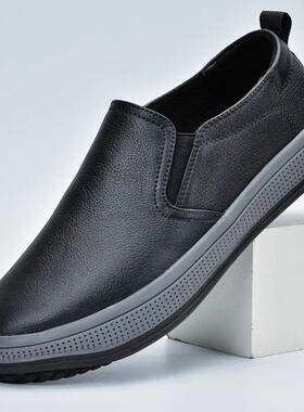 正品203秋冬季新款2真皮鞋男防滑耐磨厚底休闲套脚懒人驾头层车牛