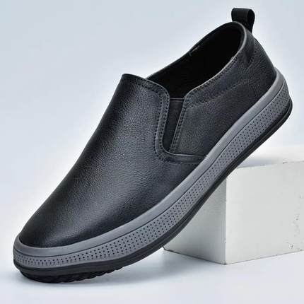 高档202冬3秋季新款真皮男人鞋防滑耐磨厚底皮休闲套脚懒驾车头层