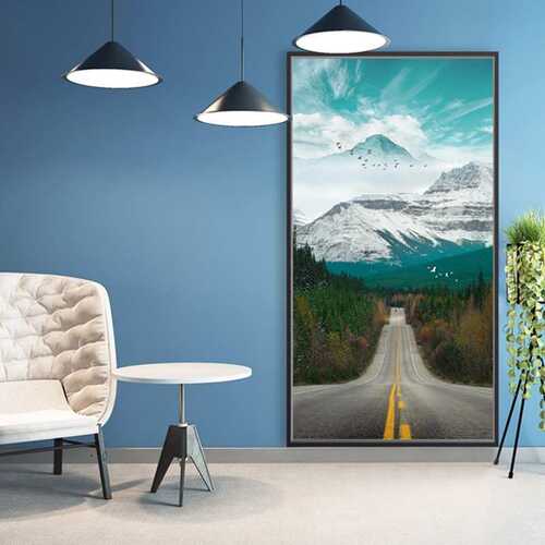 现代简约油画风格风景装饰画 入户玄关抽象艺术竖版铝合金挂画