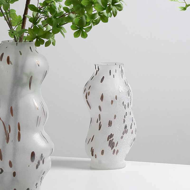现代极简波浪纹磨砂斑点玻璃花瓶样板房客厅餐桌插花艺术花器装饰,家居饰品,装饰摆件,淘宝优惠券,粉丝福利购,淘宝优惠卷