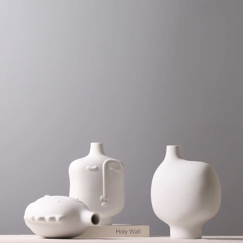 样板房酒店创意装饰器花所欧式插花磨砂会人脸简约 器摆件北欧花