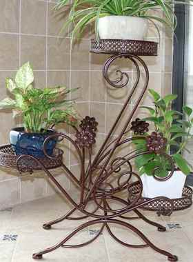 花阳台花景架置物架花架子室内客落地式铁艺多层厅XLC绿萝盆架盆