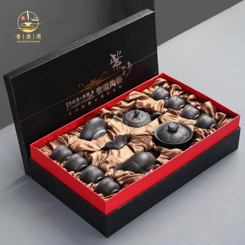 紫砂功夫茶具套组家用办公会客景德镇茶壶茶杯盖碗中式高档礼盒装