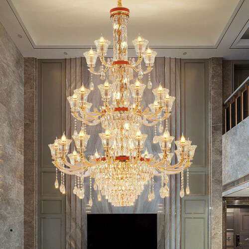 墅复式楼厅大吊灯欧水别晶灯挑空loft楼中楼式跃层大客厅新无品牌