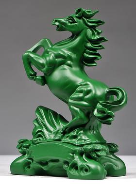 摆绿色木马摆件马到成功饰品工艺居品木刻TIX马摆件家实木质雕桌