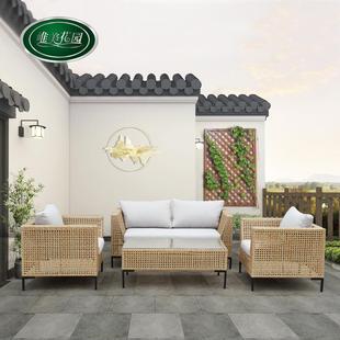 L7户外沙藤椅室外庭转院三双人位藤沙发发角贵人妃躺椅藤编F76M66