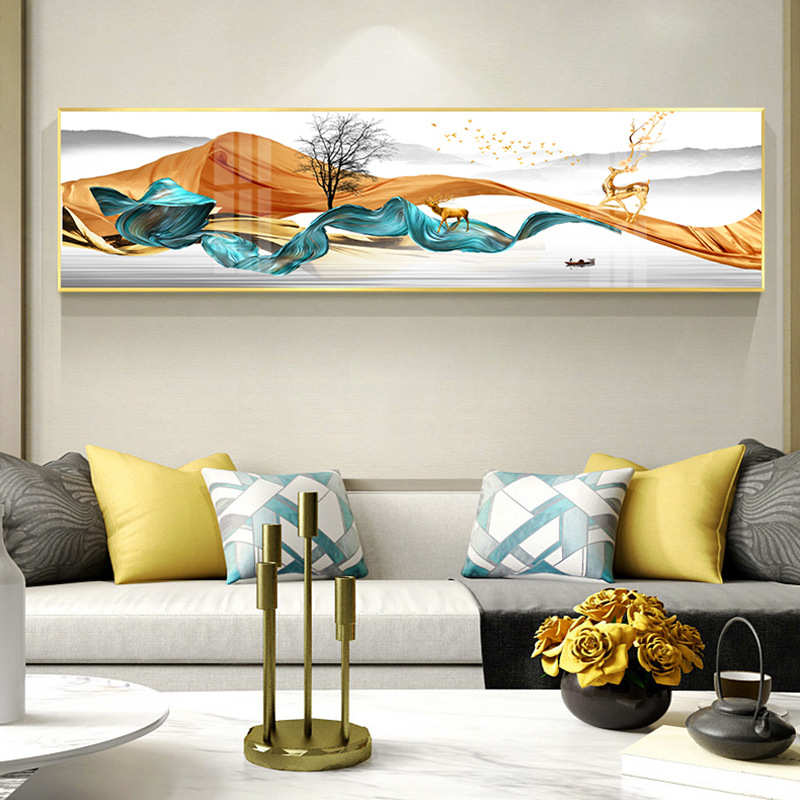 现代简约客厅装饰画 创意轻奢卧室床头画抽象麋鹿沙发背景墙挂画图片