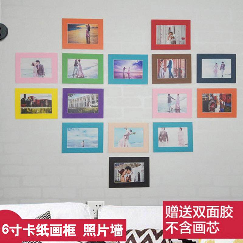 新款直销创意卡纸6寸照片墙  影楼组合相框墙 彩色悬挂