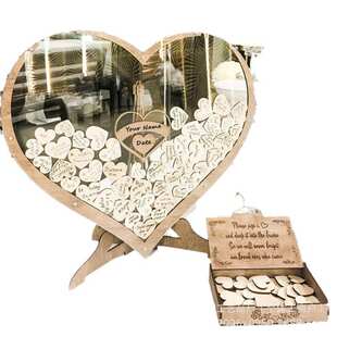 婚庆留言簿爱心木片木质祝福婚庆采购摆件亚克力签名册婚礼签到板