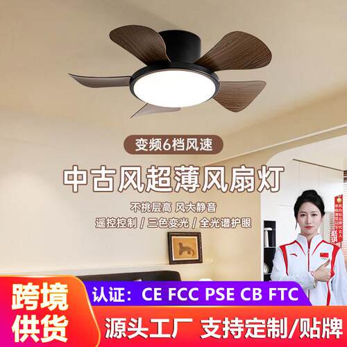现代简约吸顶儿童房卡通风扇灯卧室吊扇灯低楼层家用带电扇吊灯