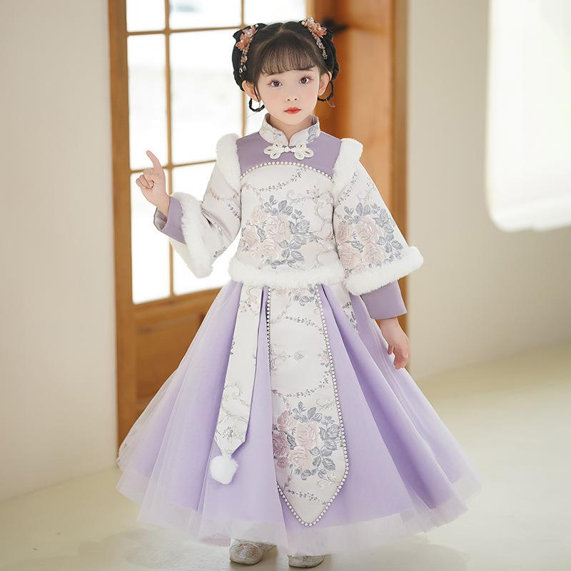 女童汉服2026新款秋冬套装女孩冬季唐装冬装儿童拜年服新年过年装