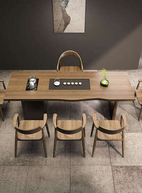 XLL现代简约实木茶桌茶台家用客厅办公室功夫茶几大板泡茶桌椅组