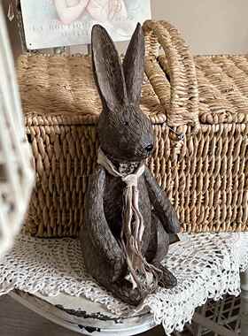 in日式杂货风格出口日本树脂兔饰品原装包装标签花园阳台装饰